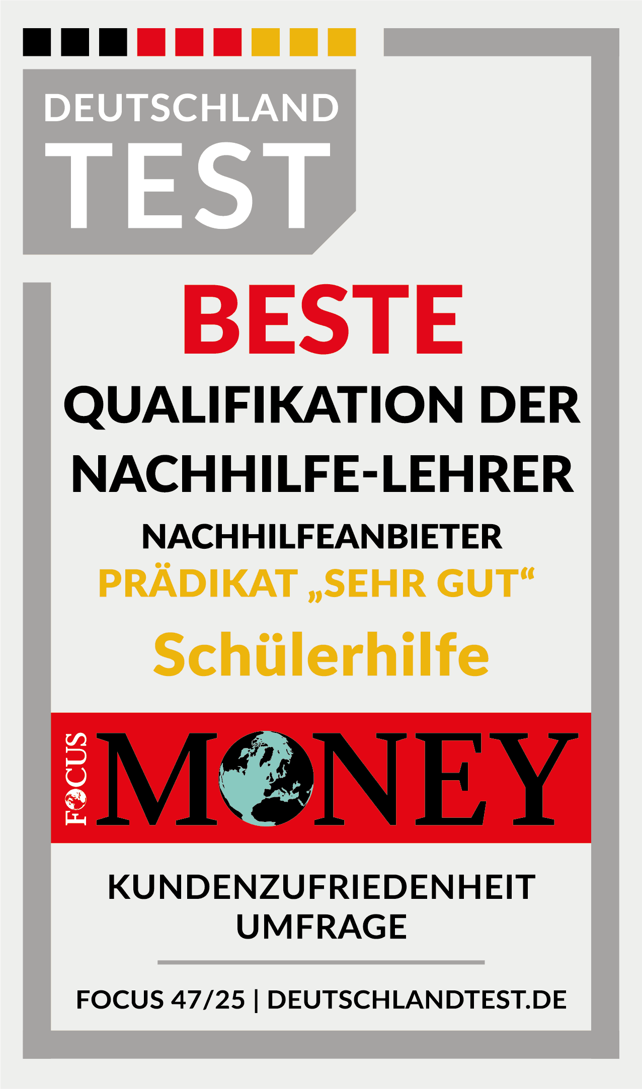Siegel: Beste Qualifikation der Nachhilfe-Lehrer